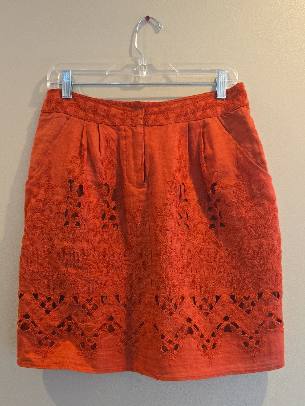 Baraschi Embroidered  Burnt Orange Cotton/Linen